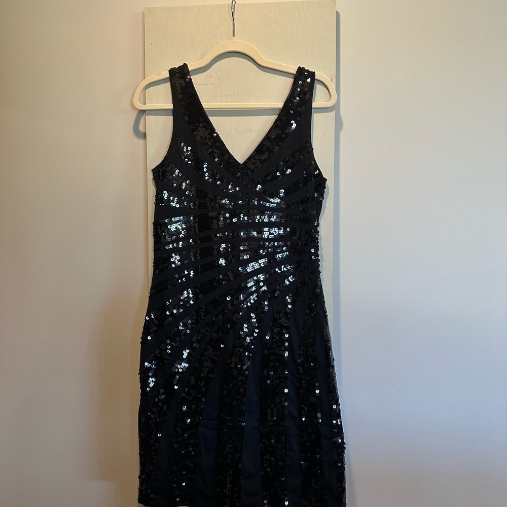 Le Chateau Elegant Black Sequin Dress